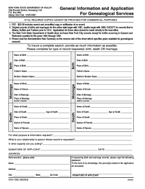 New York State Vital Records Genealogy Application