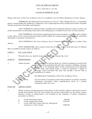 spruce grove alarm bylaw form