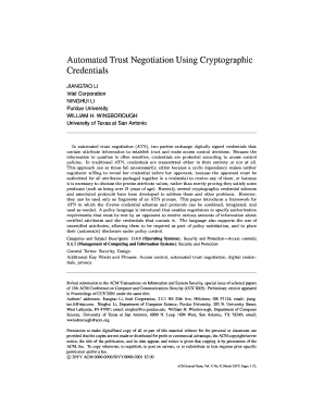 automated trust negotiation using cryptographic credentials form