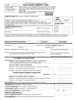 Iowa DR-2 Disclosure Report