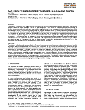 Gas hydrate dissociation structures in submarine slopes - landslides ggl ulaval