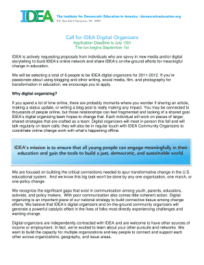 Call for IDEA Digital Organizers - democraticeducation