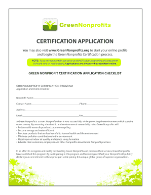 Green Nonprofit Certification Application