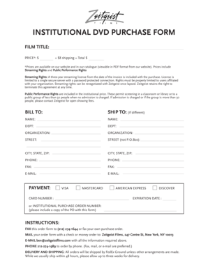 INSTITUTIONAL DVD PURCHASE FORM - Zeitgeist Films .