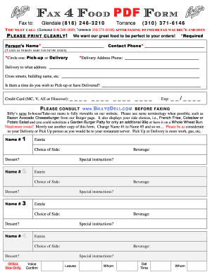 Fax 4 Food PDF Form