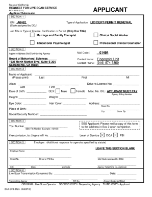 California Live Scan Fingerprinting Form