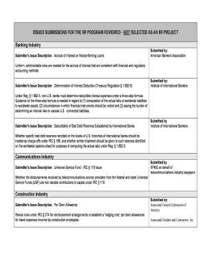 ISSUES SUBMISSIONS FOR THE IIR PROGRAM REVIEWED - NOT ... - irs