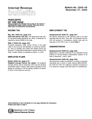 Internal Revenue Bulletin 2000- 48 - Internal Revenue Service - irs