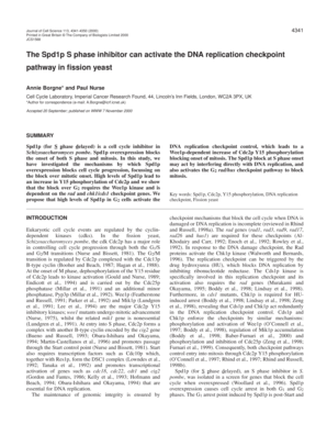 Spd1p mechanisms of action - jcs biologists