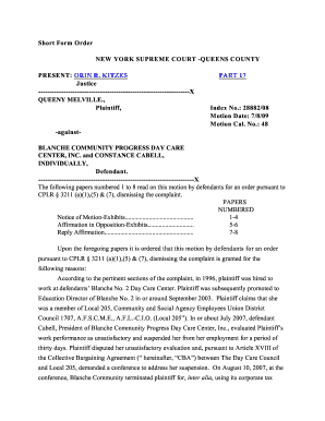 queeny melville plaintiff against blanche community progress day care center inc and constance cabell individually defendant form