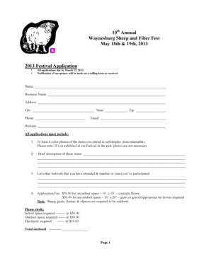 Waynesburg Sheep & Fiber Fest Application 2012