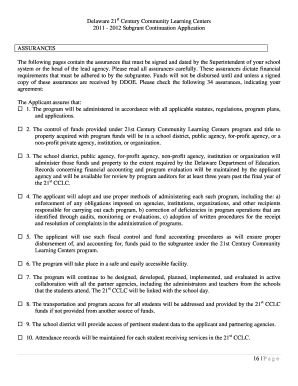 delaware 21st century community learning centers2011 2012 subgrant continuation application form