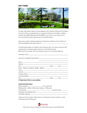 University of Wisconsin Gift Form