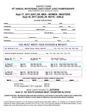 ENTRY FORM Sept 17, 2011 (SAT) SR. MEN - WOMEN - MASTERS ...