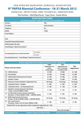 PAPSA 2012 Registration Form 13 September