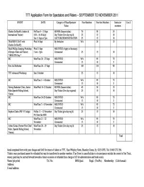 TTT Application Form for Spectators and Riders SEPTEMBER TO ...