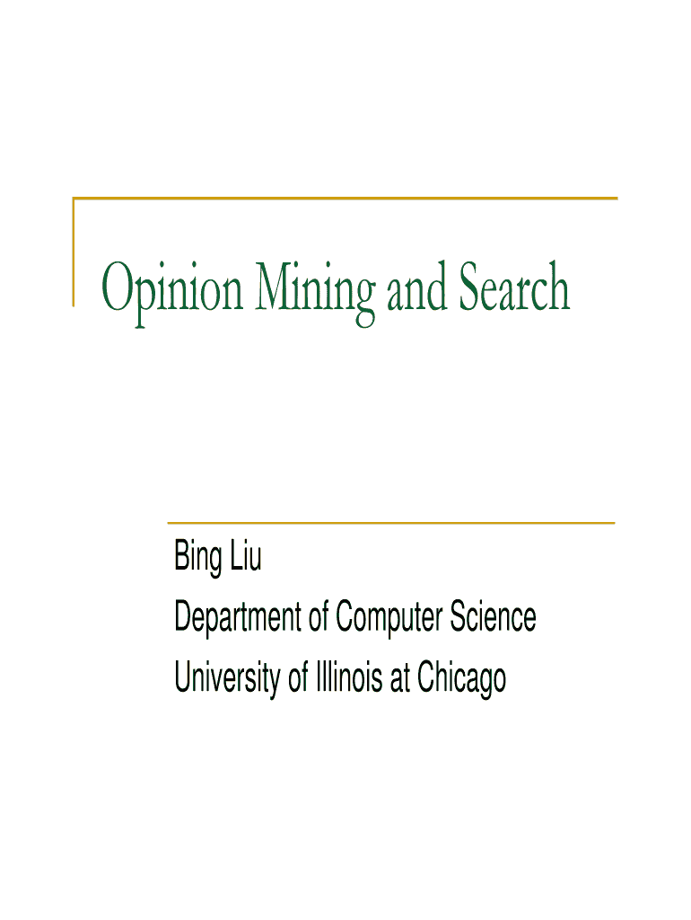 Opinion Mining and Search - cs uic Preview on Page 1