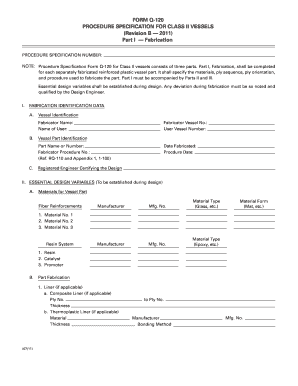 procedure specification for class ii form