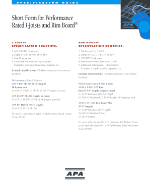 2009 apa boa specs form