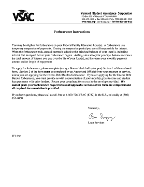 vsac forebearance form