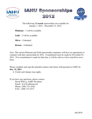 IAHU 2012 Sponsorship Application - Idaho Association Of Health ... - iahu