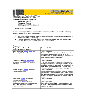 Security survey report sample pdf - Training Credit Terms Survey Jul 05 - CEdMA - cedma-europe