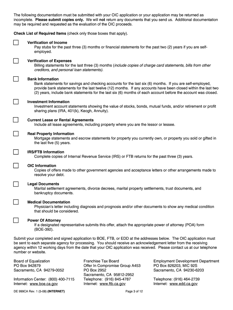 oic multi agency application de 999ca form Preview on Page 1