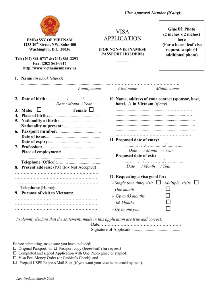 VN Visa Application 2008 2022 Fill And Sign Printable Template Online US Legal Forms