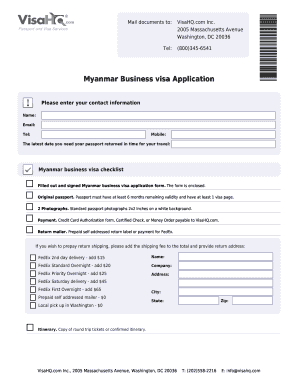 Myanmar Business Visa Application