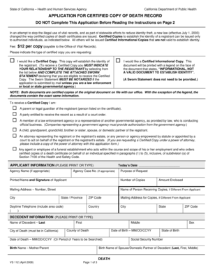 California Death Record Application