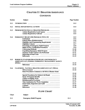 CHAPTER 11 DISASTER ASSISTANCE