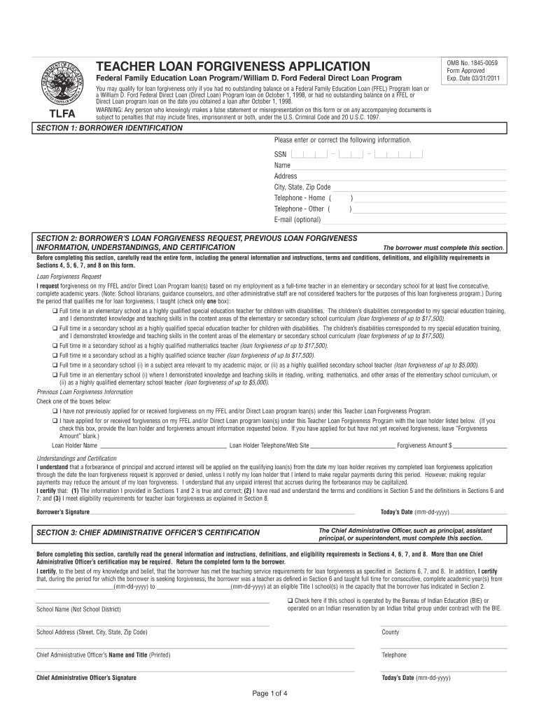 Teacher Loan Forgiveness Application Fillable Form Fill Out Sign Online Dochub