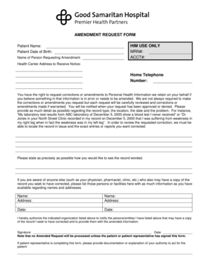 Amendment Request Form