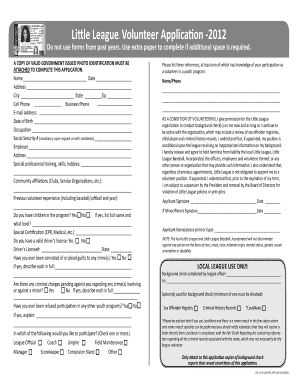 Little League Volunteer Application