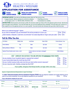 Idaho Assistance Application Form