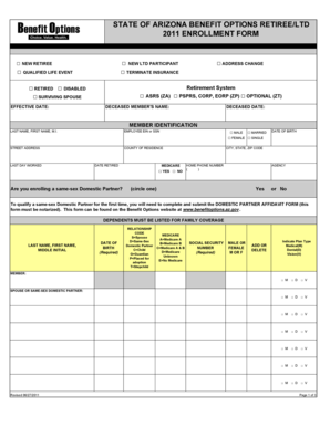 Arizona Retiree/LTD Enrollment Form