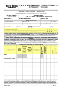 Arizona Retiree/LTD Enrollment Form 2009
