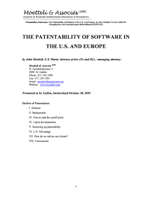 Patentability of software in the us and europe john moetteli form