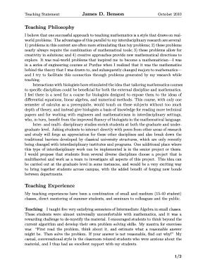 James D. Benson Teaching Philosophy Teaching Experience - math nist