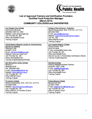 List of Approved Trainers and Certification Providers Certified Food ... - publichealth lacounty