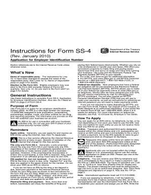Instructions for Form SS-4