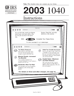 IRS 1040 Instructions 2003