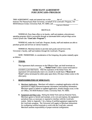 MERCHANT AGREEMENT FOR LIONCASH+ PROGRAM - idcard psu