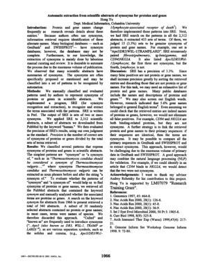 Automatic extraction from scientific abstracts of synonyms for proteins and genes Hong Yu Dept - ncbi nlm nih