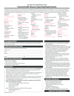 Reporting of suspected or confirmed communicable diseases is mandated under the New York State Sanitary Code (10NYCRR 2 - planaheadnewyork