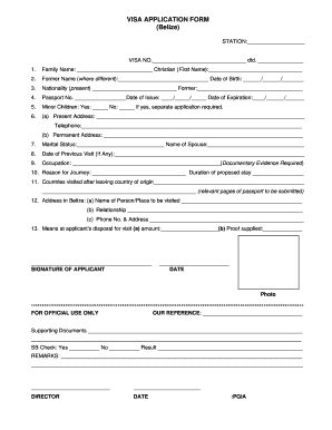 Visa Application Form