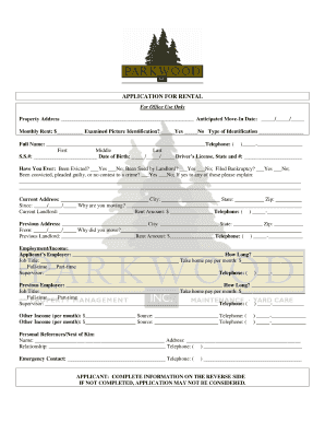 Rental application pdf fillable form