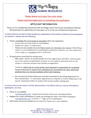 An application. - Careers in The Villages