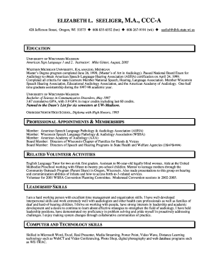 Standard fillable resume form