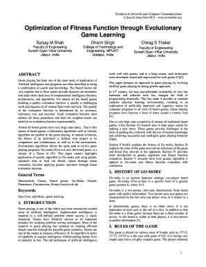 Optimization of Fitness Function through Evolutionary Game Learning - research ijcaonline